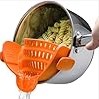 Universal Snap N Strain Colander – Silicone Clip-On Pot & Pan Strainer